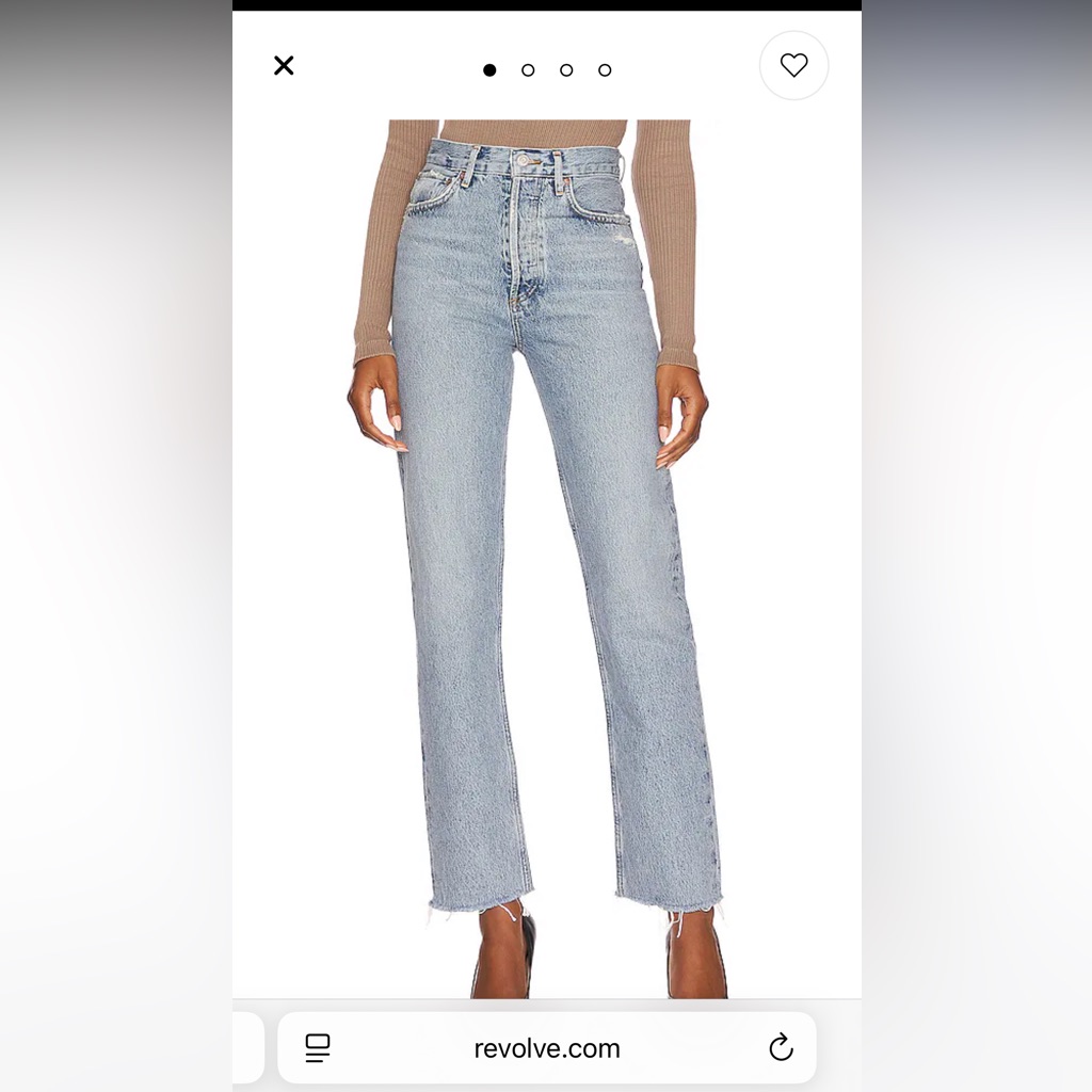 Agolde High Rise Straight Crop Jeans - Light Wash Blue